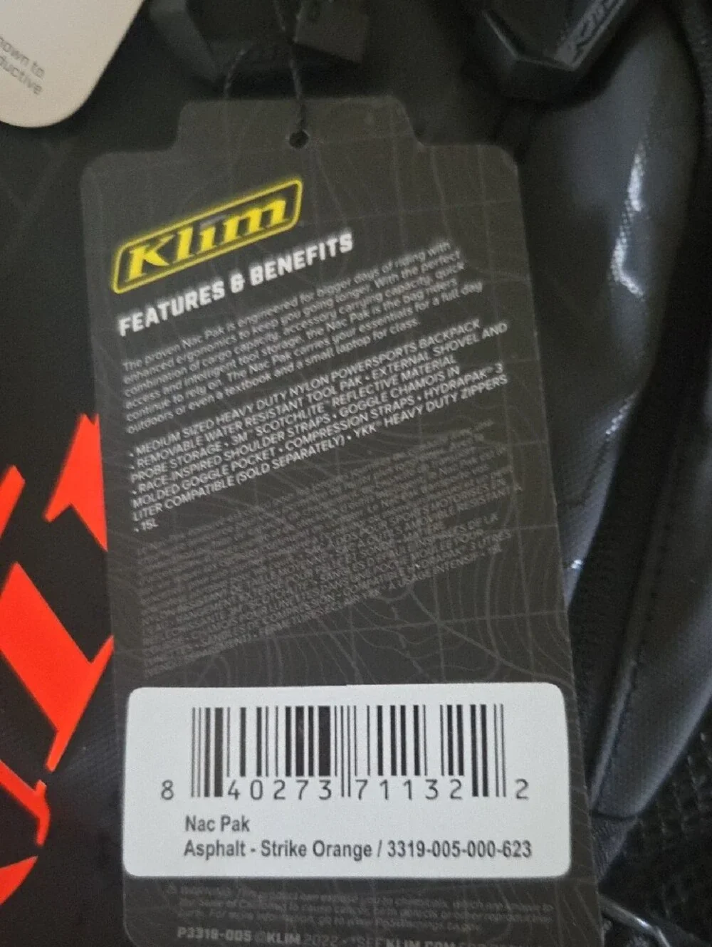 Klim Asphalt and Orange Nac Pak